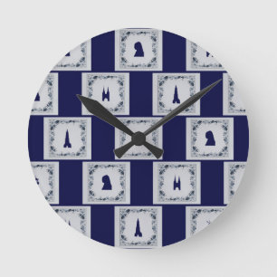 Reloj Redondo Mediano Baldosas azules de Collage Delft