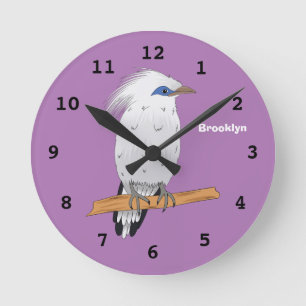 Reloj Redondo Mediano Bali Myna tropical exotic bird