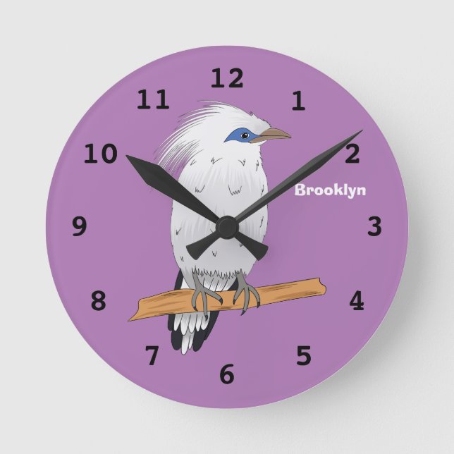 Reloj Redondo Mediano Bali Myna tropical exotic bird (Anverso)