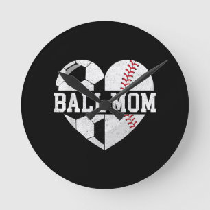 Reloj Redondo Mediano Ball Mom Shirt Heart Graciosa Béisbol