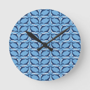 Reloj Redondo Mediano Ballenas blancas azules Yin Yang Sea Animal Ocean