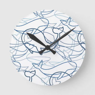 Reloj Redondo Mediano Ballenas de contorno