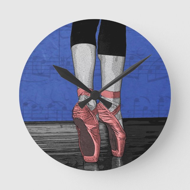 Reloj Redondo Mediano Ballet bailarín zapatos (Anverso)