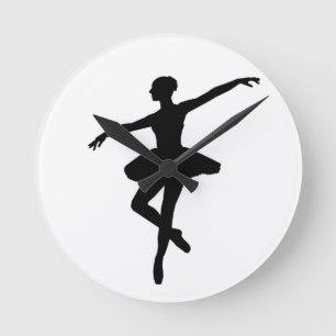 Reloj Redondo Mediano Ballet simple Ballerina Blanca Negra