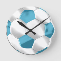 Balón de fútbol azul turquesa y blanco