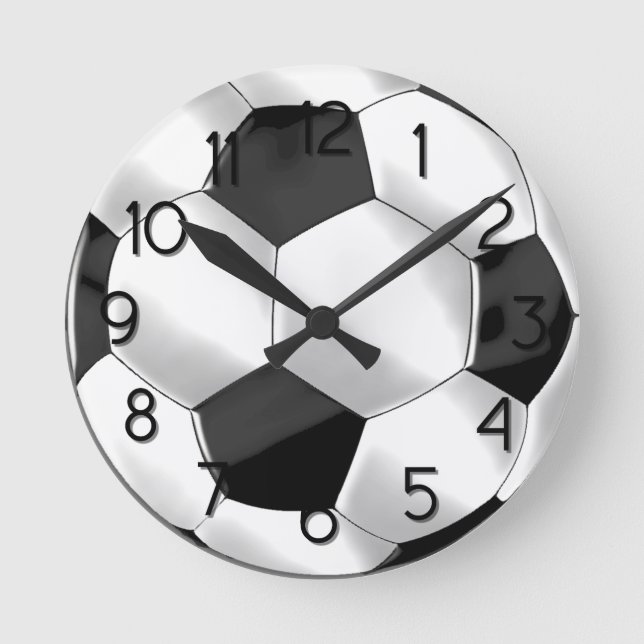 Reloj Redondo Mediano Balón de fútbol blanco y negro (Anverso)