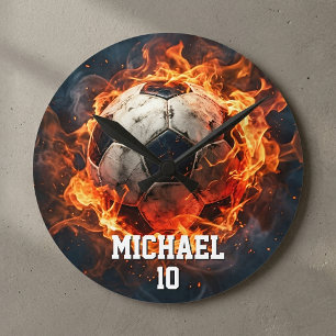 Reloj Redondo Mediano Balón de fútbol con nombre y número personalizados