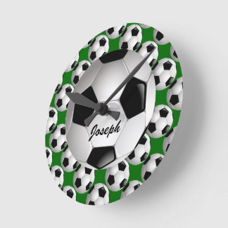 Reloj Redondo Mediano Balón de fútbol personalizado en patrón de fútbol