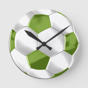 Reloj Redondo Mediano Balón de Fútbol Verde y Blanco