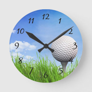 Reloj Redondo Mediano Balón de golf en el tee
