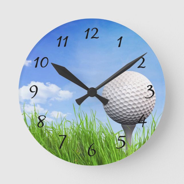 Reloj Redondo Mediano Balón de golf en el tee (Anverso)