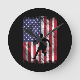 Reloj Redondo Mediano Baloncesto Bandera de EE. UU. Baloncestista Patrió