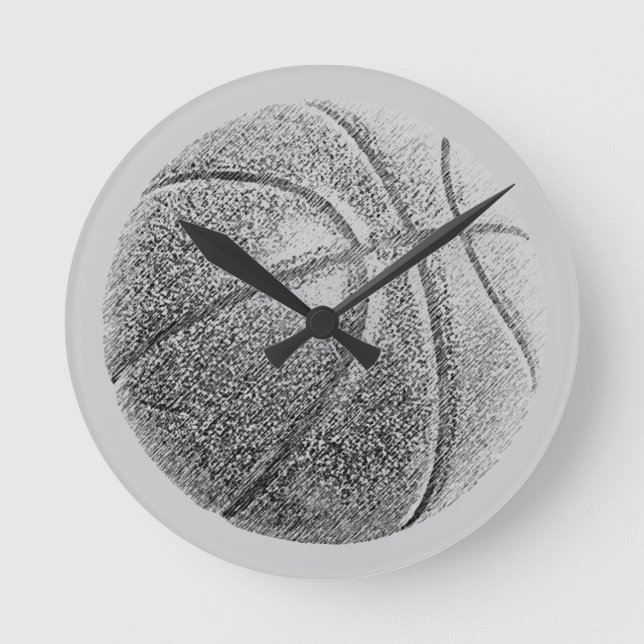 Reloj Redondo Mediano Baloncesto con efecto lápiz (Anverso)