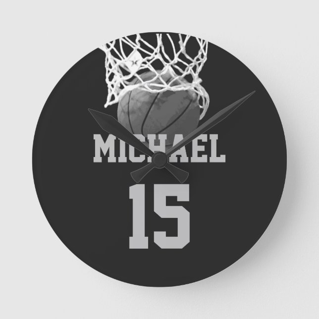 Reloj Redondo Mediano Baloncesto Su Nombre (Anverso)
