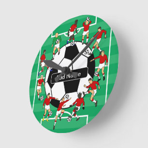 Reloj Redondo Mediano Baloncesto y jugadores de fútbol personalizados
