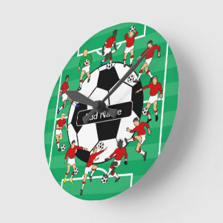 Reloj Redondo Mediano Baloncesto y jugadores de fútbol personalizados
