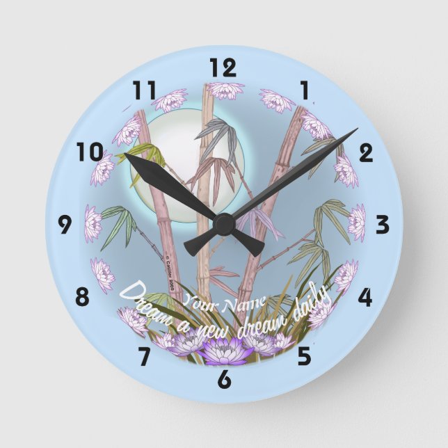 Reloj Redondo Mediano Bamboo Lotus Moon (Anverso)