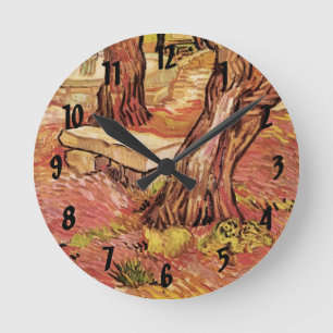 Reloj Redondo Mediano Banco de piedra en el jardín, Hospital de San Pabl