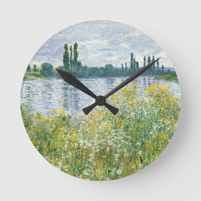 Reloj Redondo Mediano Bancos de Claude Monet el | del Sena, Vetheuil, (Anverso)