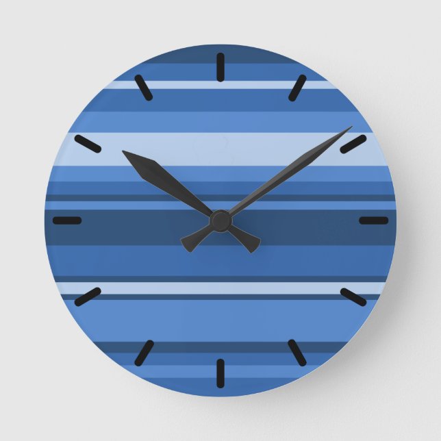 Reloj Redondo Mediano Bandas azules monográficas (Anverso)