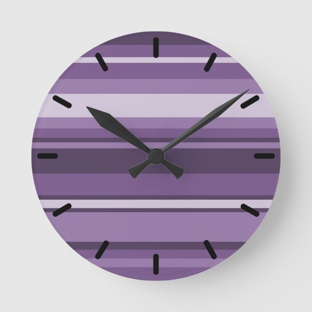 Reloj Redondo Mediano Bandas de lavanda (Anverso)