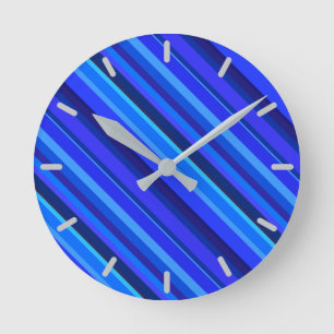 Reloj Redondo Mediano Bandas diagonales azules