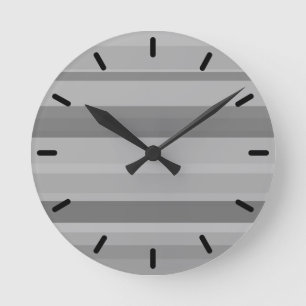 Reloj Redondo Mediano Bandas horizontales grises