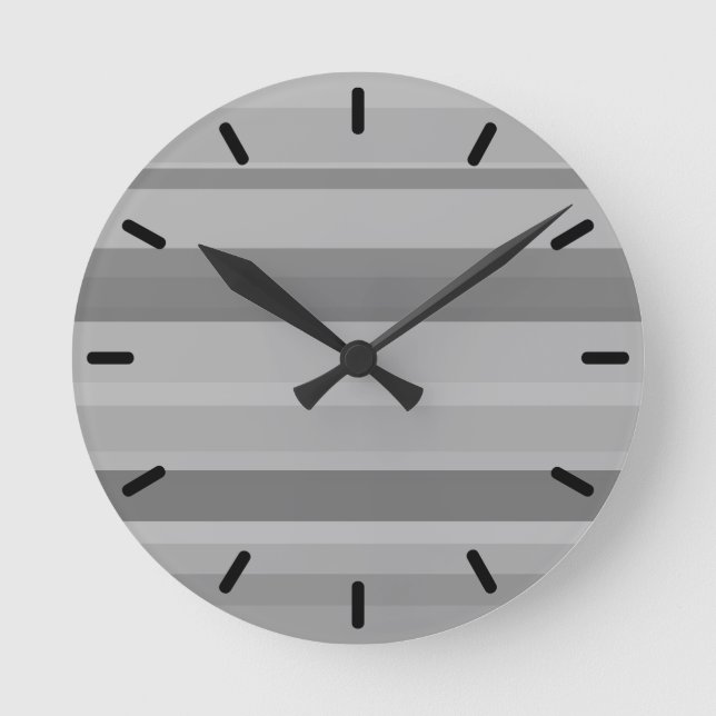 Reloj Redondo Mediano Bandas horizontales grises (Anverso)