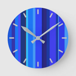 Reloj Redondo Mediano Bandas verticales azules