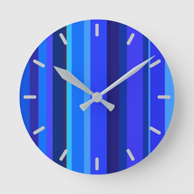 Reloj Redondo Mediano Bandas verticales azules (Anverso)