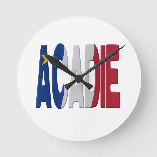 Reloj Redondo Mediano Bandera Acadia (Anverso)