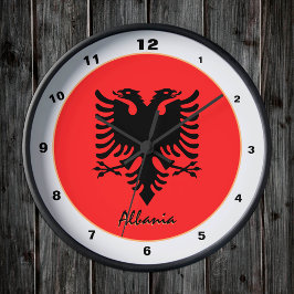 Reloj Redondo Mediano Bandera albanesa y Albania de moda Hogar / diseño