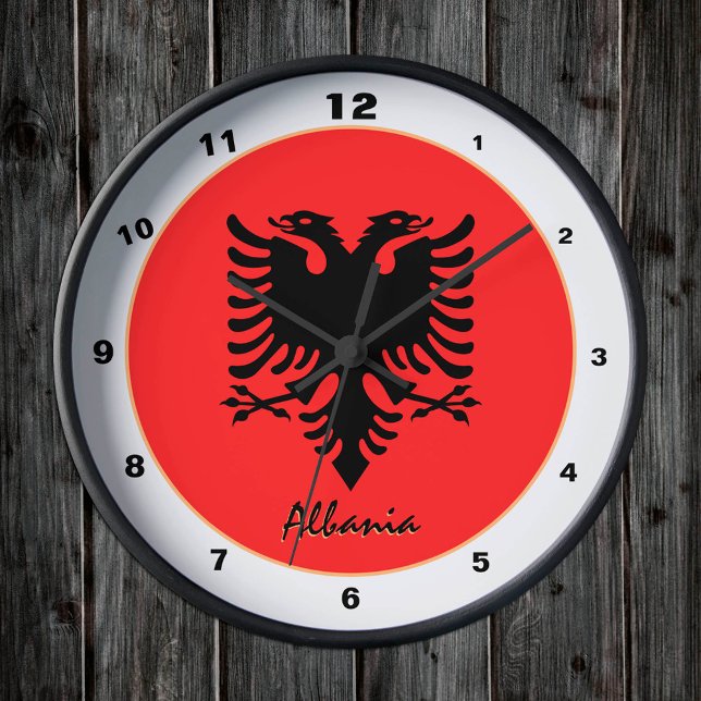 Reloj Redondo Mediano Bandera albanesa y Albania de moda Hogar / diseño (Subido por el creador)