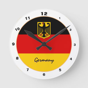 Reloj Redondo Mediano Bandera alemana moderna y Alemania Hogar / diseño