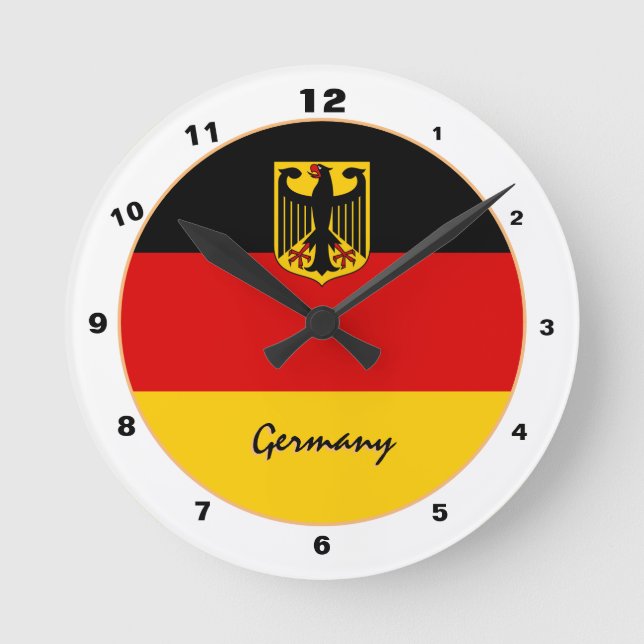 Reloj Redondo Mediano Bandera alemana moderna y Alemania Hogar / diseño (Anverso)