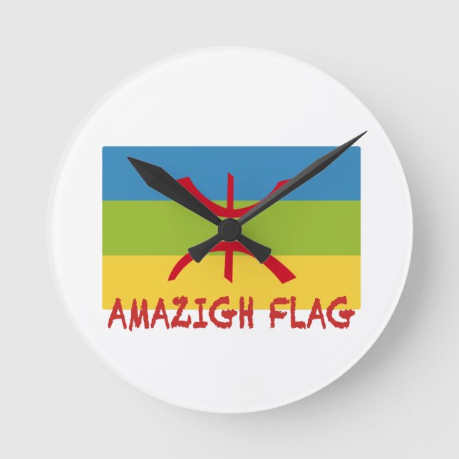 Reloj Redondo Mediano Bandera amazigh - bandera bereber-Drapeau Amazigh (Anverso)