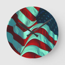 Reloj Redondo Mediano Bandera Americana