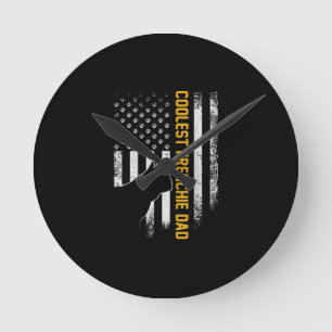Reloj Redondo Mediano Bandera Americana Bulldog francés más frío para pa