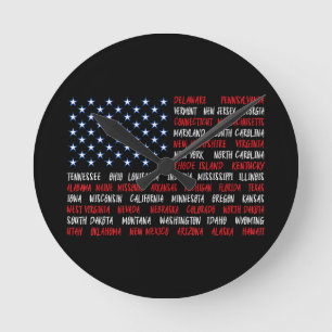 Reloj Redondo Mediano Bandera Americana de los Estados Unidos Todos los