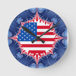 Reloj Redondo Mediano Bandera Americana Mandelbrot