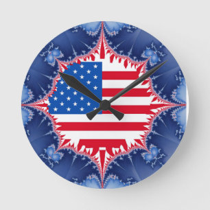 Reloj Redondo Mediano Bandera Americana Mandelbrot