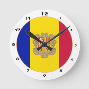Reloj Redondo Mediano Bandera andorrana y Andorra moda/diseño de moda