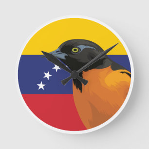 Reloj Redondo Mediano Bandera animal espinosa de Venezuela