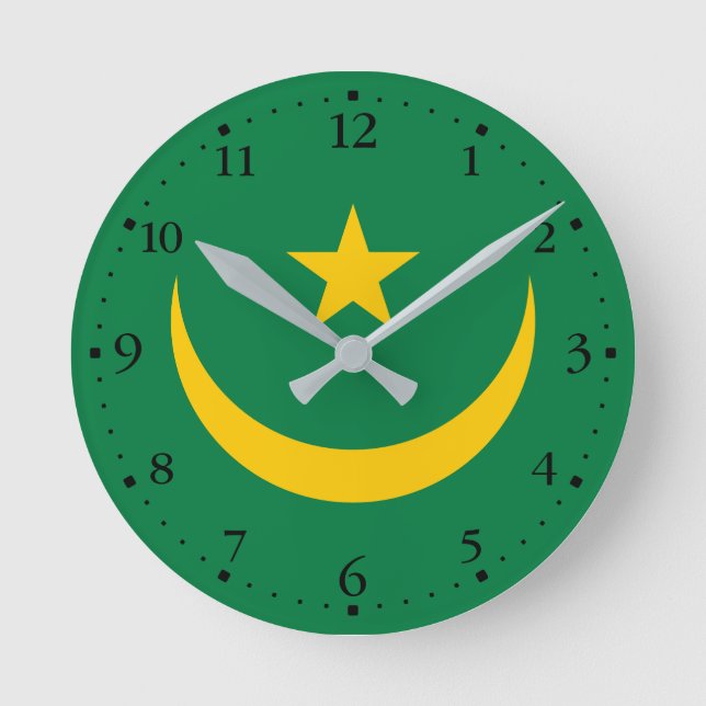 Reloj Redondo Mediano Bandera antigua de Mauritania (Anverso)