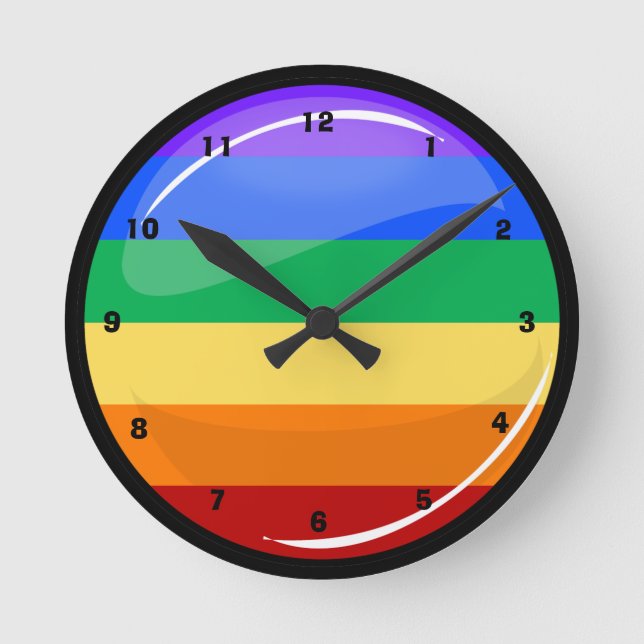 Reloj Redondo Mediano Bandera arcoiris del orgullo gay redondo Lgtb (Anverso)