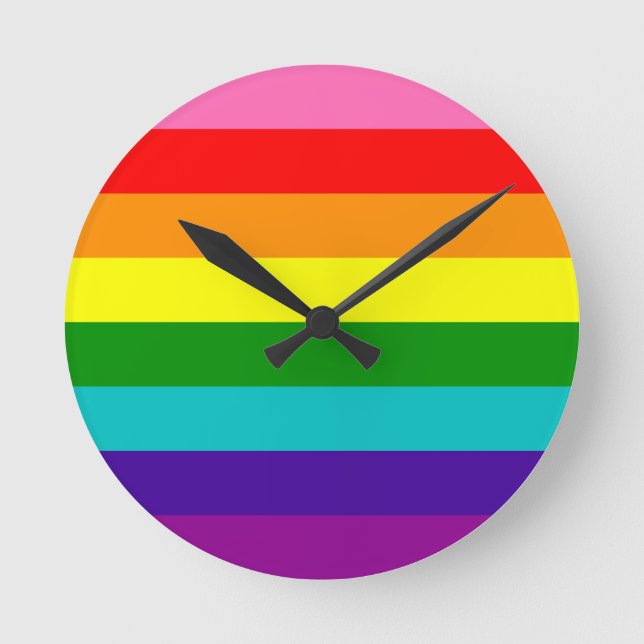 Reloj Redondo Mediano Bandera arcoiris original del orgullo gay LGBT de  (Anverso)