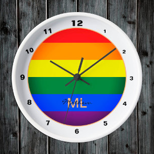 Reloj Redondo Mediano Bandera arcoiris y orgullo, comunidad LGBT/reloj d