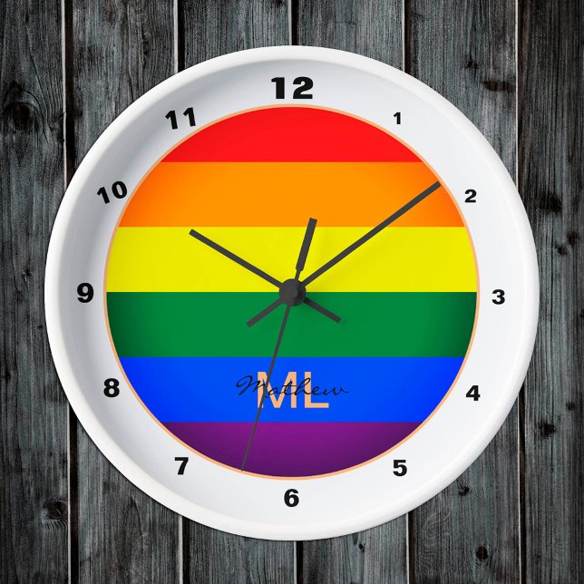 Reloj Redondo Mediano Bandera arcoiris y orgullo, comunidad LGBT/reloj d (Subido por el creador)