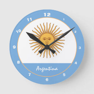 Reloj Redondo Mediano Bandera Argentina Patriótica Bandera y Argentina H