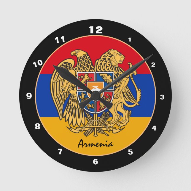 Reloj Redondo Mediano Bandera armenia moderna, hogar de Armenia / diseño (Anverso)